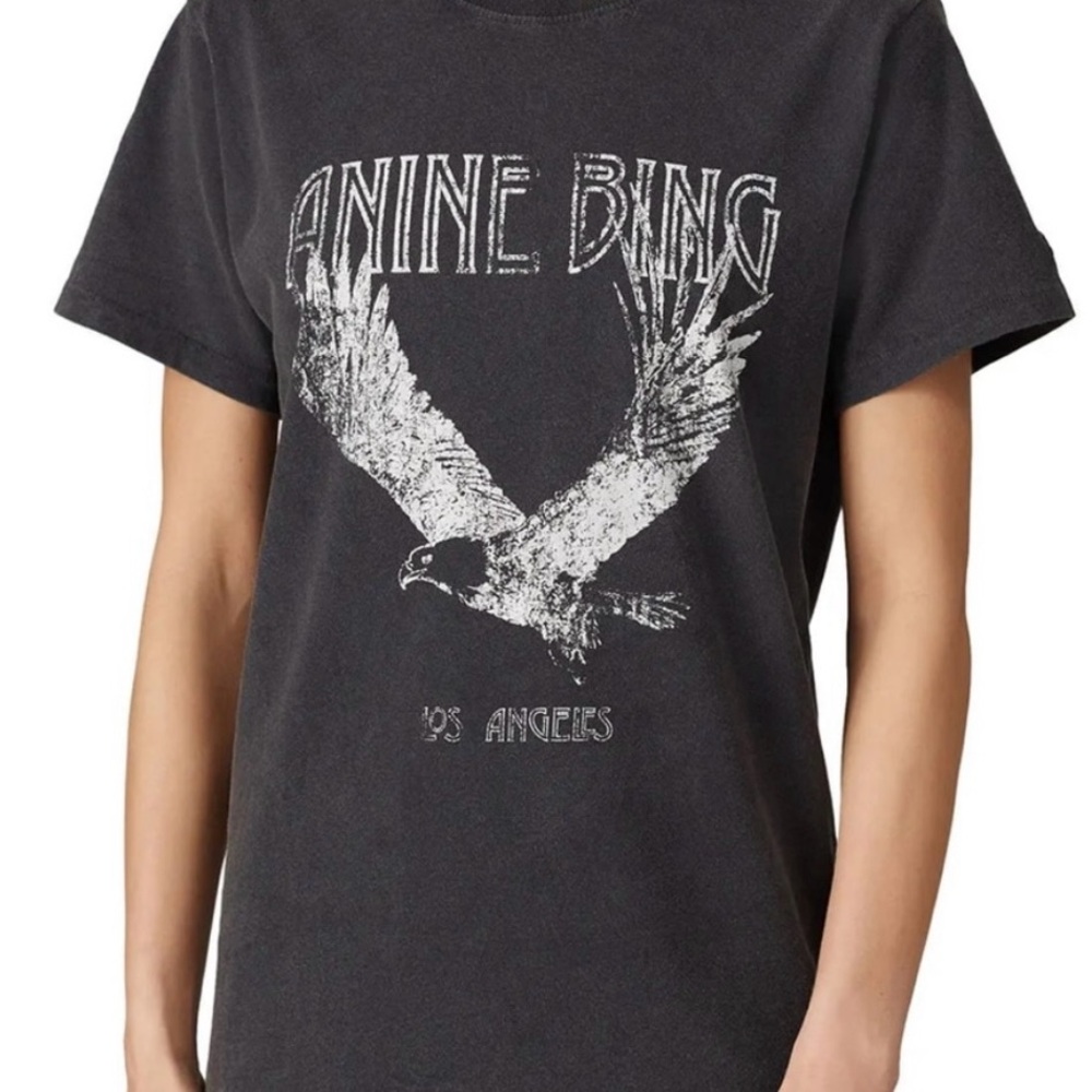 Anine Bing Washed Black Graphic Eagle T-Shirt